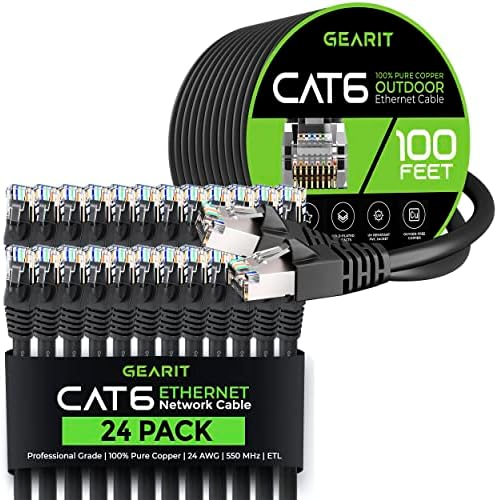 GearIT 24Pack 0.5 стапки Cat6 Етернет Кабел &засилувач; 100ft Cat6 Кабел