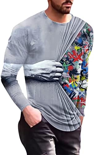 XXBR Менс војник со долги ракави маици пад на улица 3Д дигитална маица за печатење атлетски тренинг редовно вклопување мускулни