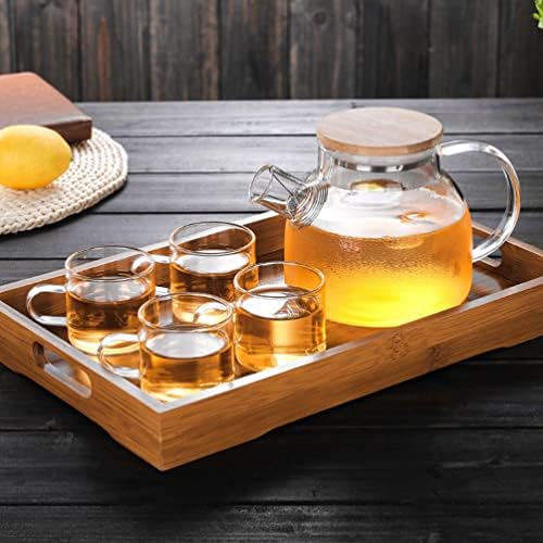 Зеродеко стакло чајник стакло чајник чајник сад чај сад воден столб со дрво отпорен чај котел 1L чајник за цветање лабава чај од чај чај чаша чаша сад стаклена садов?