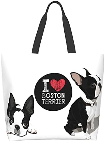 Симпатична торба со тота за кучиња во Бостон за жени што можат да се употребуваат торбички со плажа платно рамо торба чанта водоотпорна за