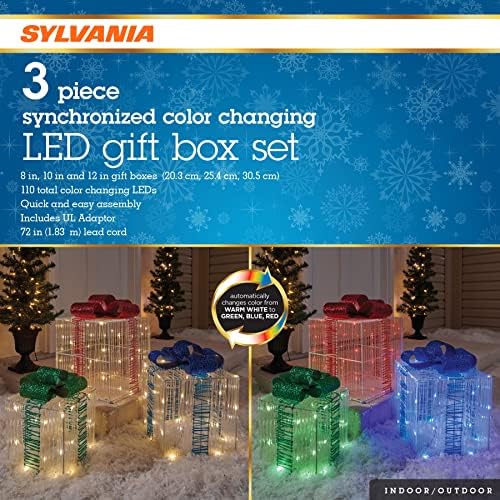 Sylvania 3 компјутерски кутии за промена на подароци во боја, предводени кутии за подароци, мулти