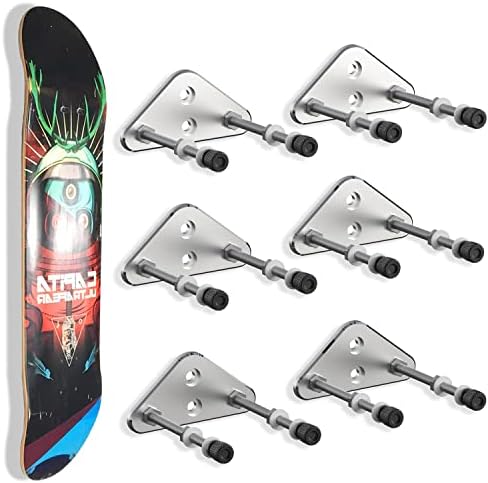 6 пакувања скејтборд wallид монтирање алуминиум скејтборд закачалка со две дупки за завртки за екранот за складирање на скејтборд