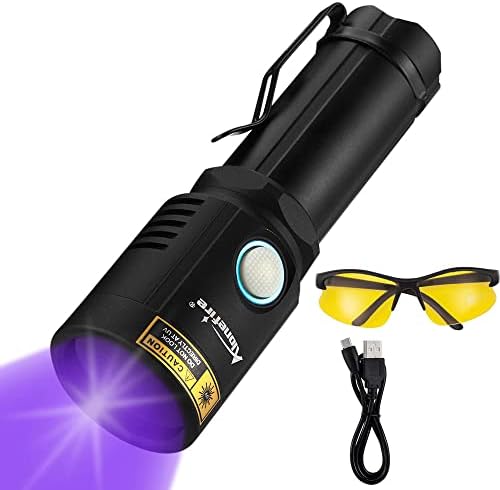Alonefire X901UV 10W 365NM UV Flashlight USB USB -детектор на црна светлина ПЕТ урина Детектор за лекување на смола, сув лепак, скорпија, риболов,