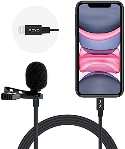 Movo ilav-l Дигитален лавалиер омнидирекционален клип на микрофон со MFI овластен конектор за молња компатибилен со iPhone, iPad, iPod, iOS