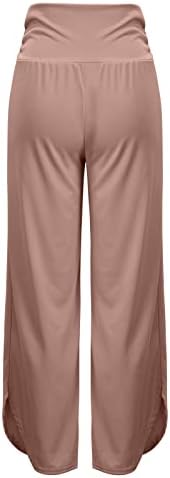 Женски широки панталони за нозе облечени обични летни еластични долги панталони плус големина јога панталони проточни панталони