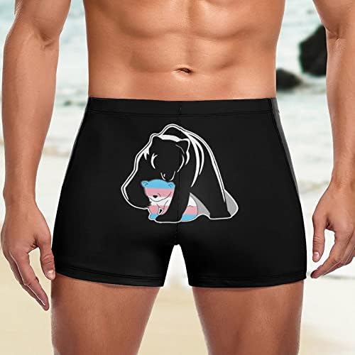 Мама мечка Трансродова машка плоштад нога за пливање, спортски боксер, костум за капење летна плажа кратка еластична облека за пливање