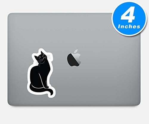 Налепници за налепници со црна мачка седење - 3 пакувања - сет од налепници од лаптоп од 2,5, 3 и 4 инчи - за лаптоп, телефон, шише со вода S212465