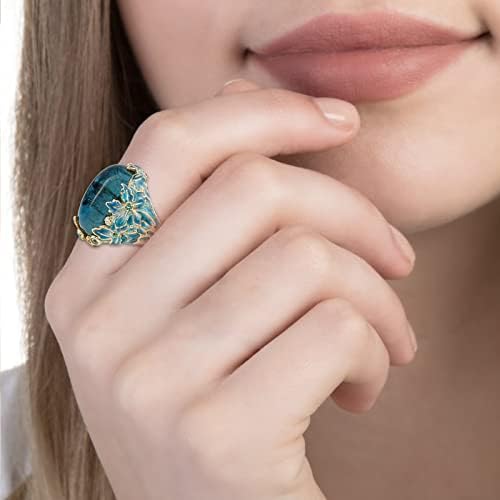 Комплетна модна шуплива капка во форма на прстен во форма на прстени со дијамантски прстени нагоре и надолу прстени за жени