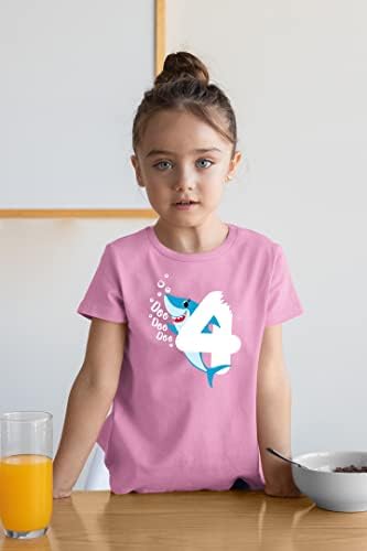 4 -ти роденденска кошула девојки бебе ајкула Четврто четири 4 годишно дете облека од ајкула доо
