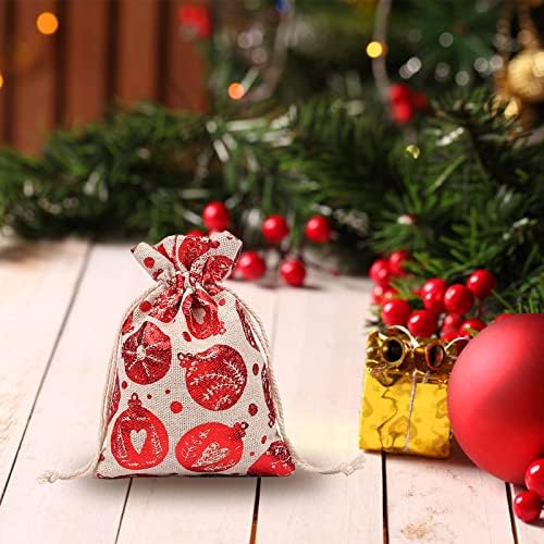 Гуоларизи Постелнина За Складирање Лен Снегулка Бонбони Подарок Памучна Торба Торба Џеб За Влечење Божиќ Екстра Големи Кеси За Складирање Платно