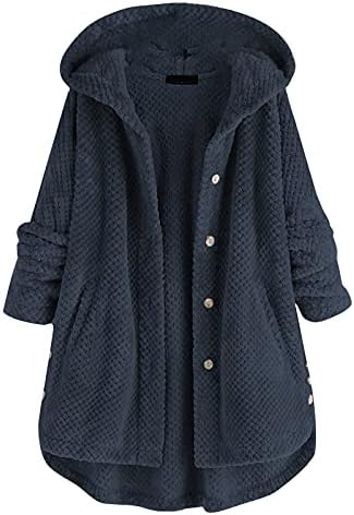 RMXEI плус палта за жени за жени мода есен/зимска качулка со реверзибилна јакна за џемпери од руно