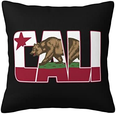Кадекс Кали Кали Калифорнија, мечка со знаме на мечка, вметнува 18x18 инчи фрлање перници Вметнете квадратни капачиња за перници