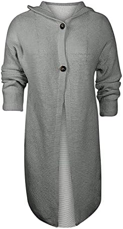 Женски џемпер за туника продолжена верзија топла кардиганска палто со качулка плетена џемпер јакна преголеми џемпери