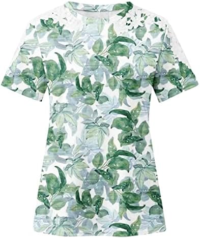Trendersенски маички трендовски, трендовски чипка од капчиња со кратки ракави со кратки ракави модни обични облеки фустани симпатични блузи