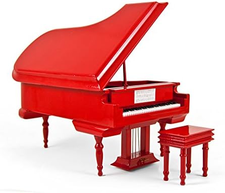 Софистициран Минијатурен Мјузикл Со Висока Сјајна Противпожарна Машина Црвено Големо Пијано Со Клупа - Многу Песни За Избор