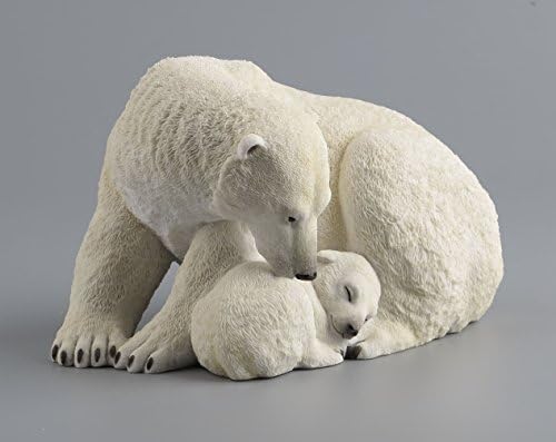 7,75 инчи поларна мечка со мечка со мачкање со фигура на мајка статуа, бела