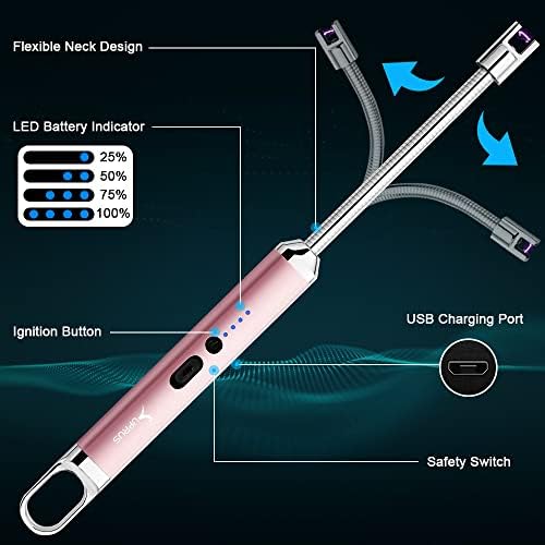 SUPRUS Полесни USB Полесни Лачни Електрични Светилки Со Безбедносен Прекинувач 360° Флексибилни Скара Без Пламен На Вратот Долги Запалки За