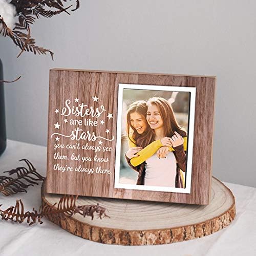 Подароци за пријателство на Мајвеј, дрвена рамка за фотографии - Сестра се како рамка за слика на starвезди за пријателка сестра девојки деверуша