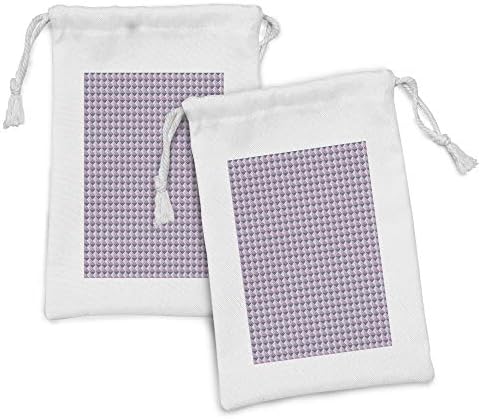 Геометриска торбичка за геометриска ткаенина од 2, украсен аранжман во стилот на решетката со монотон дизајн на триаголници, мала торба за влечење