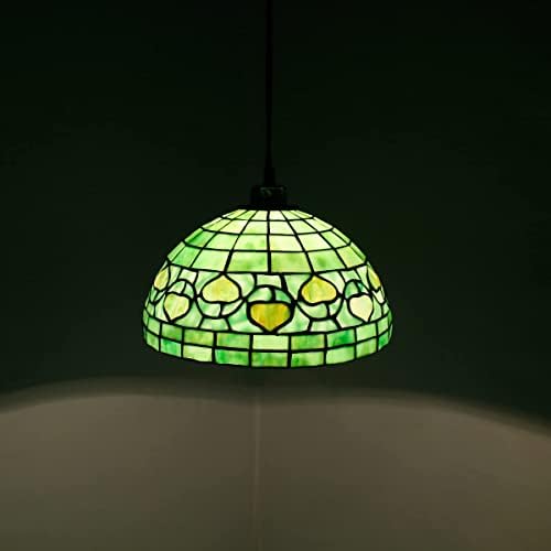 Zjart Tiffany Pendant Firesture 12 инчи рачно изработено зелена витрашка сенка за висечка ламба црна завршница за домашна кујна остров