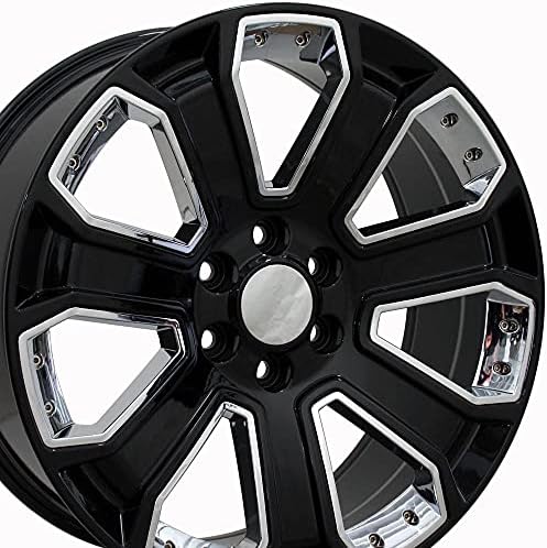 ОЕ Wheels LLC 22 инчен раб се вклопува следното Gen Chevy Silverado Wheel CV93B 22x9 Black W/Chrome Wheel Hollander 5660