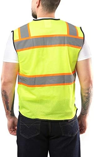 Колос со голема видливост безбедност на елек предните џебови Сребрена портокалова рефлексивна лента за мажи и жени класа 2