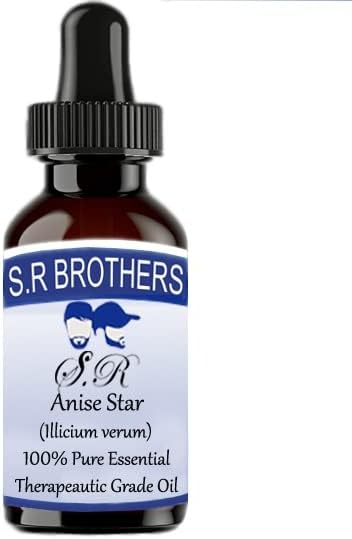 S.R браќа Anise Star чисто и природно есенцијално масло со капки со капнување 15 ml