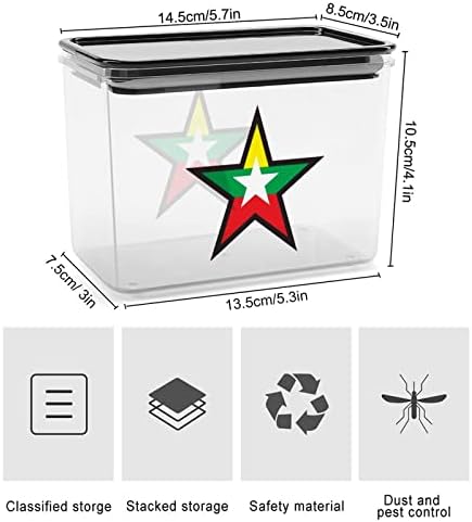 Мјанмар Знаме Ѕвезда Контејнер За Складирање Храна Пластични Проѕирни Кутии За Складирање Со Капак За Заптивка