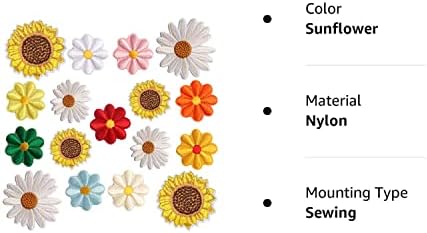 17 парчиња сончоглед Дејзи цветна лепенка, шиење/железо на извезени апликации DIY занаетчиски занаети за облека ранец за ракчиња