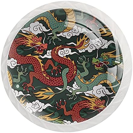 Традиционален сет на кинески змеј од 12 копчиња за фиоки влече рачка за кабинет за кујнски гардероба шкаф за кујни за домашни украси за влечење