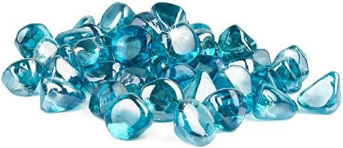 Gaspro 10 фунти пожарно стакло дијаманти 1 инч, стаклени карпи од оган за гас и огнена јама, сина карибите, висок сјај