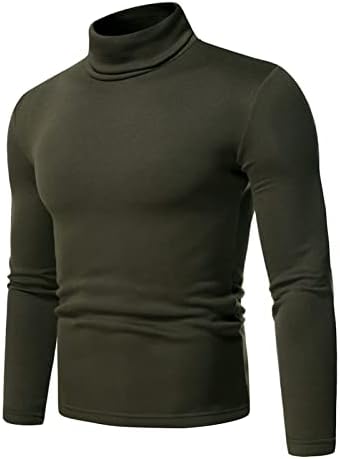 Maiyifu-GJ Mens Basic Fleece Turtleneck Pulverover Top Solid Slid Slim Fit Fit Long Nowe Termal Mairs Обични лесни џемпери