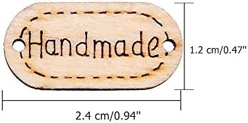 Iskybob 150 парчиња рачно изработена ознака етикета дрвена копче конектор за шиење занаетчиски занает, боја на природно дрво