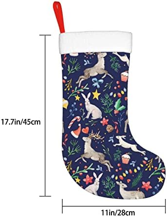 Аугенски Божиќни чорапи Акварел елен зајаче двострано камин што виси чорапи