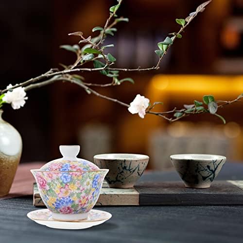 Doitool Јапонски чаши чај 1 сет керамички чај чај цветна емајлиран кинески чај чај со капаче лабава чај чаша традиционална чај чај чај