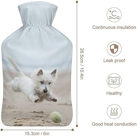 Куче на плажа шише со топла вода 1000 мл симпатична мека вода-вбризгување торба потопла за топли рачни нозе подароци
