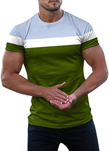 XXBR Мачки со кратки ракави за кратки ракави за вратот, летни блокови во боја, спортски теми, атлетски тренингот тенок вклопат маица