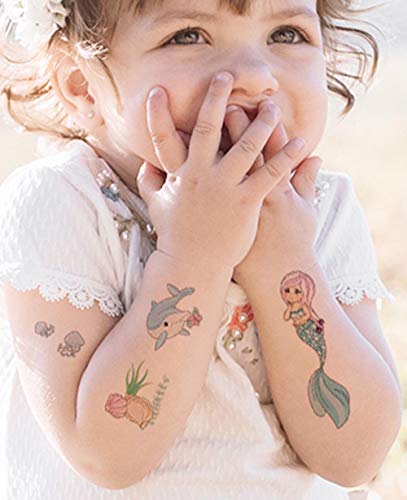Сирена Привремени тетоважи - Кокохаплива лажна сирена избрани привремени тетоважи за деца Деца Девојки роденденска забава фаворити за материјали