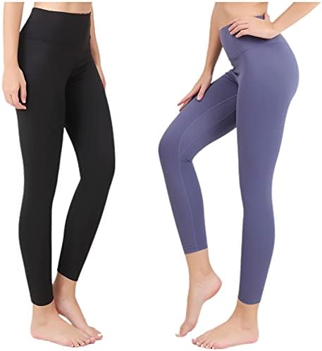 Pnytoo 2 пакуваат панталони за јога за жени со високи половини хеланки за контрола на стомакот што работи спортски хулахопки