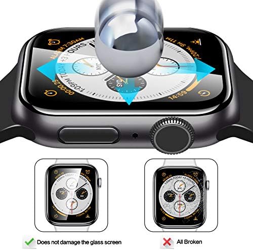 MIUOLV [3 Пакет] Заштитник На Екранот за Apple Watch 44mm Серија 4/5/6/SE Целосна Покриеност Без Меур Отпорен На Гребење АНТИ-Отпечаток ОД