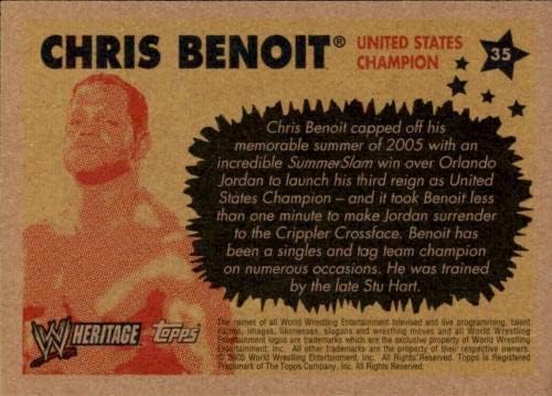 Крис Беноа Потпиша 2005 Топс Наследство WWE Картичка 35 JSA LOA-Автограм Борење Картички