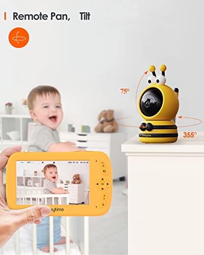 Бебе 1080p Бебе Монитор Со Мек Заштитен Капак и 5 Дисплеј,Без Wifi Pan-Tilt Видео Бебе Монитор Со Камера И Аудио VOX Режим Ноќна Визија