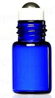 Woiwo 12pcs Кобалт сино стакло микро мини шишиња со стаклени шишиња со валјаци од не'рѓосувачки челик и црна капа за парфеми за есенцијално