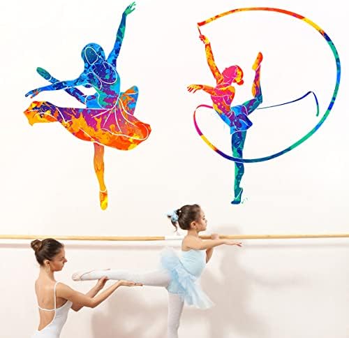 Woyinis шарена танцување девојка wallид декорации спортска тема гимнастика балет девојче wallидни налепници кора и стап бои