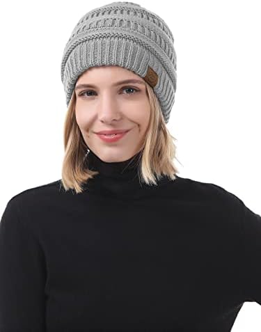 Beanies Womenените зимски капи за жени сатен наредени свила од свила, наредени симпатични слабини за зимска топла плетена снежна скијачка капа