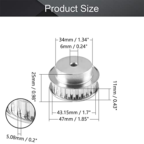 Алуминиумска легура на алуминиум XL 27 заби 6мм Внатрешен дијаметар на дијаметар за време
