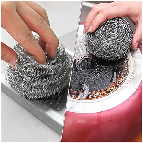 Хемотон 12 парчиња влошки за чистење на не'рѓосувачки челик метални сунѓери чистачи чистење на густина на топката прибор