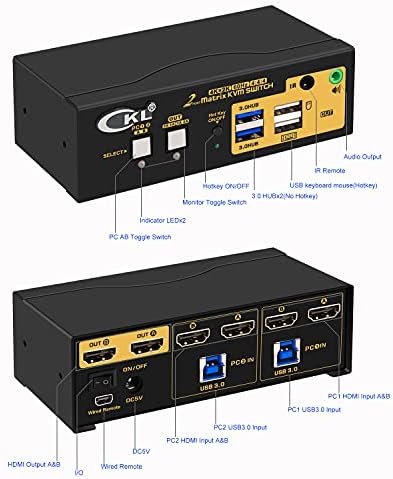 CKL 2x2 Матрица HDMI Kvm Прекинувач ДВОЕН Монитор USB 3.0 4K 60Hz, Компјутер Монитор Тастатура Глувчето Периферни Уреди Споделување