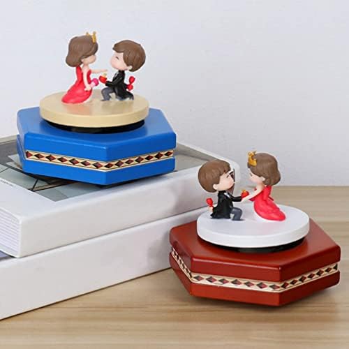 Кабилок двојка музичка кутија ротирачка кутија Декоративна свадбена музичка кутија со невестата и младоженецот фигурини на вinesубените