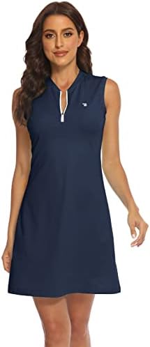 BGOWATU женски тениски фустан без ракав голф Поло фустан со лесен спортски фустан со активна облека